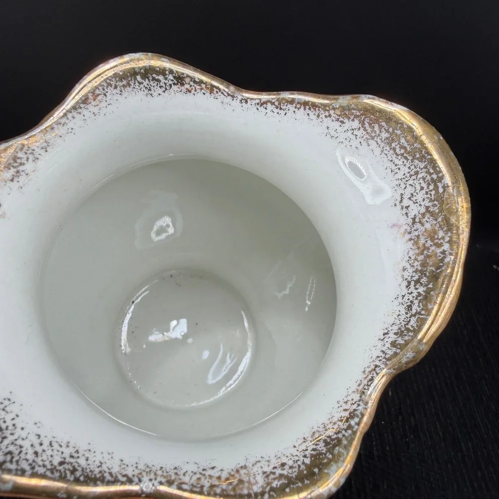 Vintage Verona VPCO Porcelain Vase Yellow Brown‎ Ombre Gold Gilt Filigree Vessel